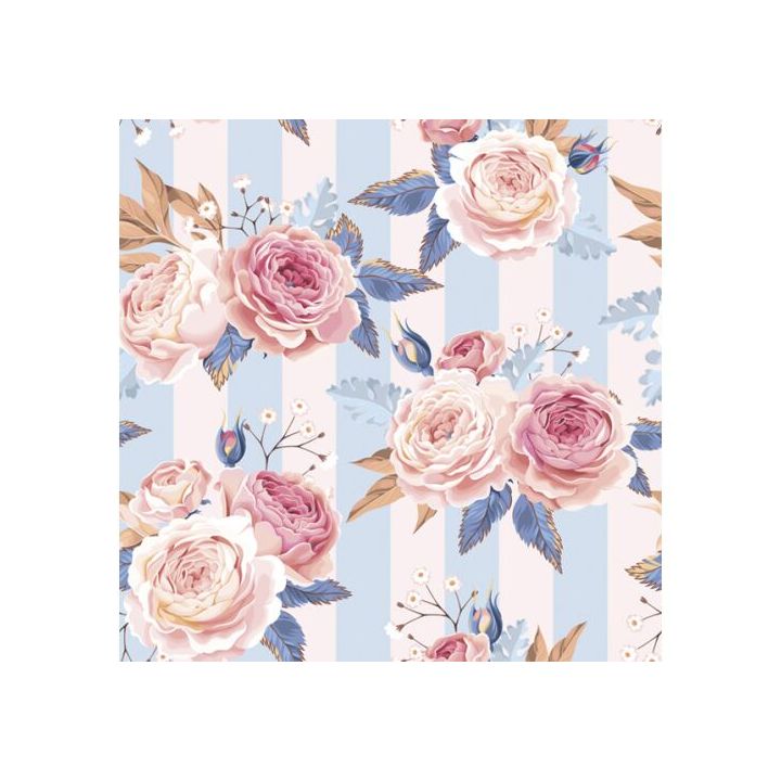 Decoupage-Servietten - Pink Roses on Blue Stripes  - 1Stück | ARTMIE