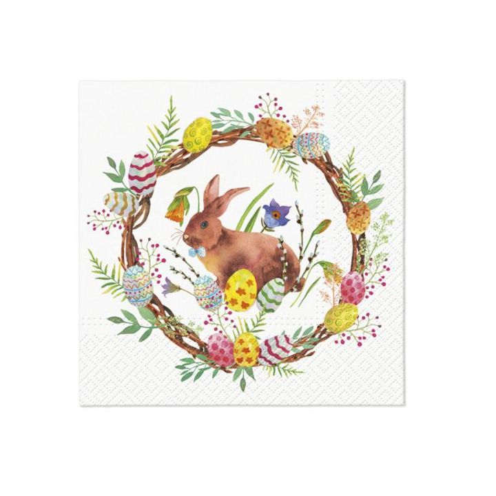Decoupage-Servietten - Bunny in wreath  - 1Stück | ARTMIE