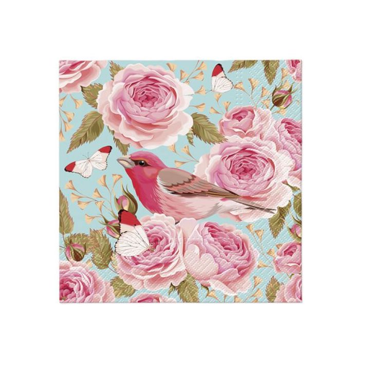 Decoupage-Servietten - English Roses Bird  - 1Stück | ARTMIE