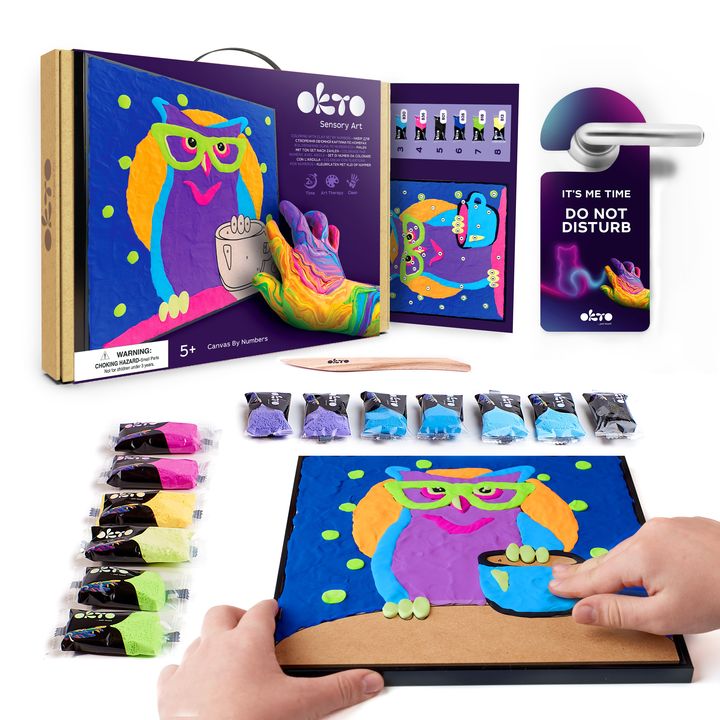 OKTO Gemälde mit selbsthärtender Masse 30 x 30 cm Eule – Detailansicht 2 | ARTMIE
