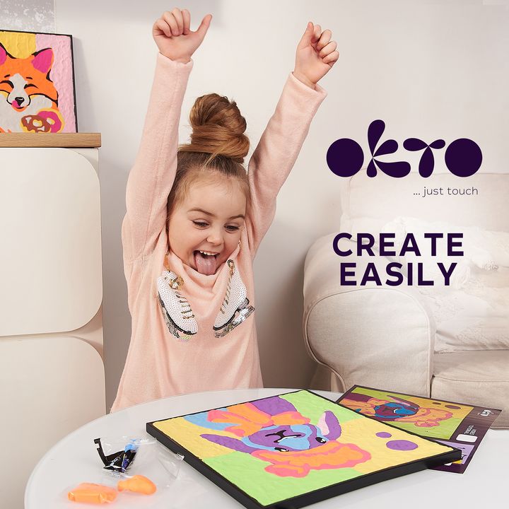 OKTO Gemälde mit selbsthärtender Masse 30 x 30 cm Hase – Detailansicht 6 | ARTMIE
