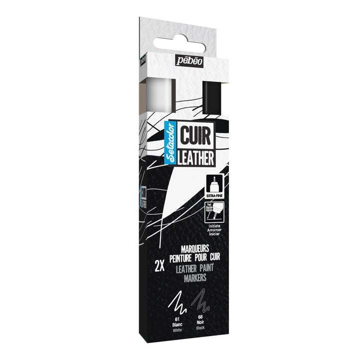 Ledermarker Pebeo Setacolor - Set weiß und schwarz 2 Stück | ARTMIE