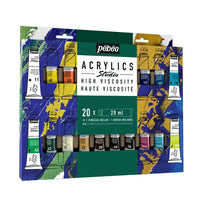 Pebeo Studio Hochviskose Acrylfarben mit Pinsel 20x20 ml | ARTMIE
