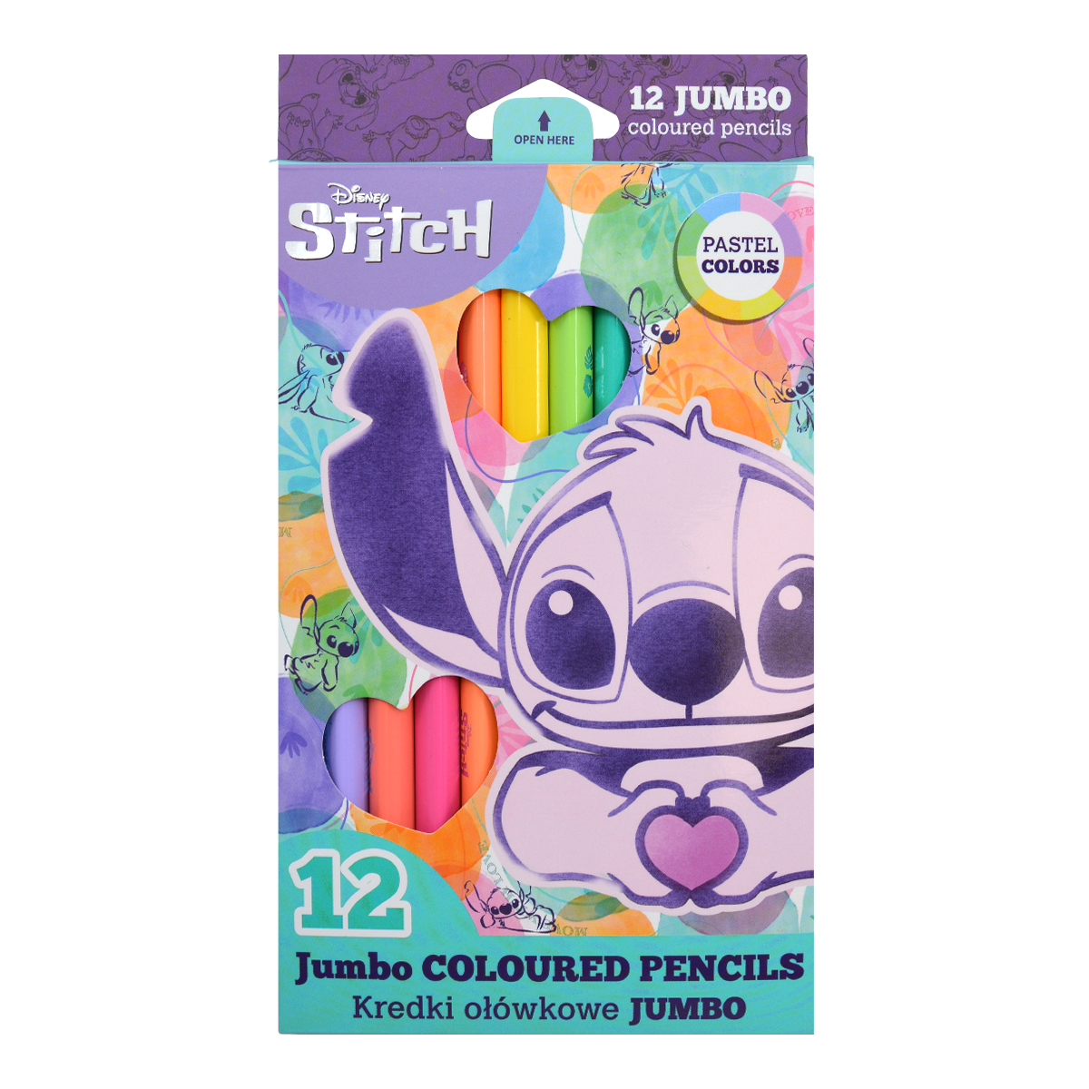 Dreikant-Buntstifte Colorino JUMBO Stitch Pastel, 12 Pastellfarben