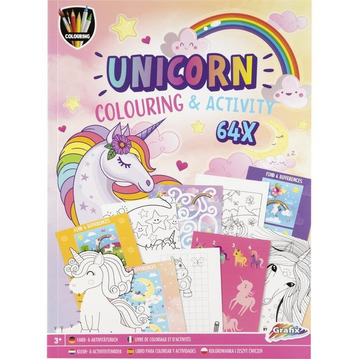 Einhorn Mal- &amp; Activitybuch A4 64 Seiten von GRAFIX – Detailansicht 2 | ARTMIE