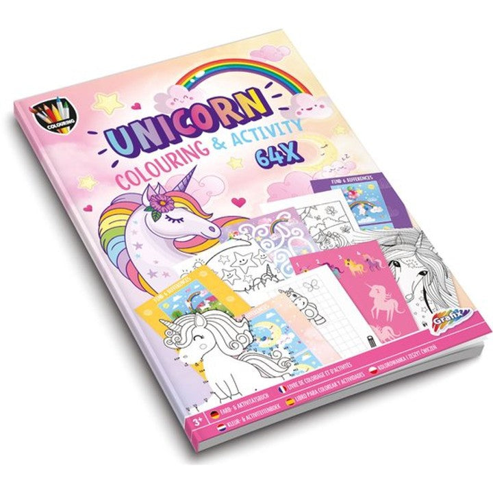 Einhorn Mal- &amp; Activitybuch A4 64 Seiten von GRAFIX | ARTMIE