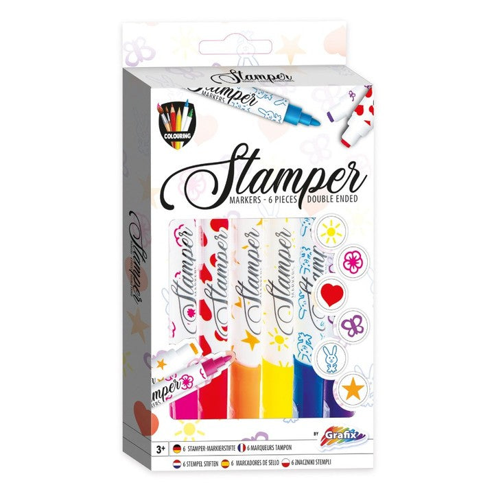Stamper Markers 6pcs Double Ended Farbe &amp; Stempel Set für Kinder | ARTMIE