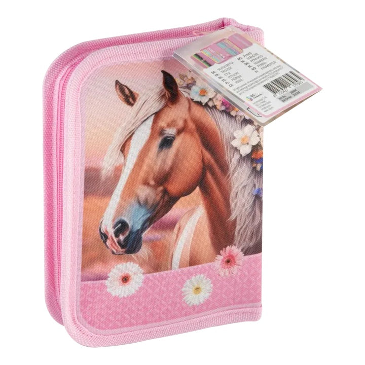 Pferd Gefülltes Federmäppchen 28 Stück Pink Horse Design – Detailansicht 2 | ARTMIE