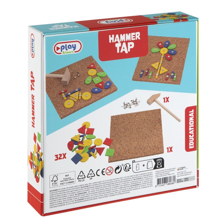 ARTMIE Hammer-Tap-Spiel mit 74 Teilen zum Stecken von Figuren, Häusern und Mustern.