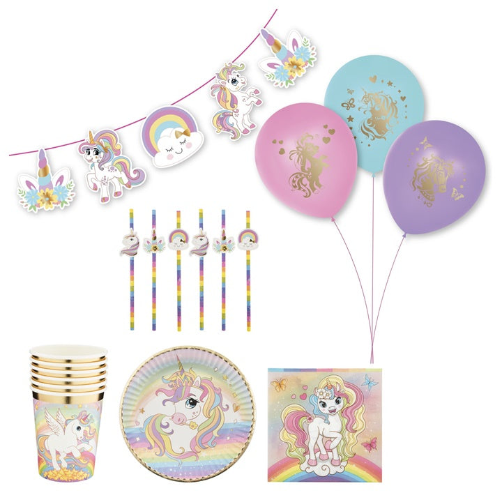 Einhorn Kinder Party Set 43 Teile – Detailansicht 2 | ARTMIE