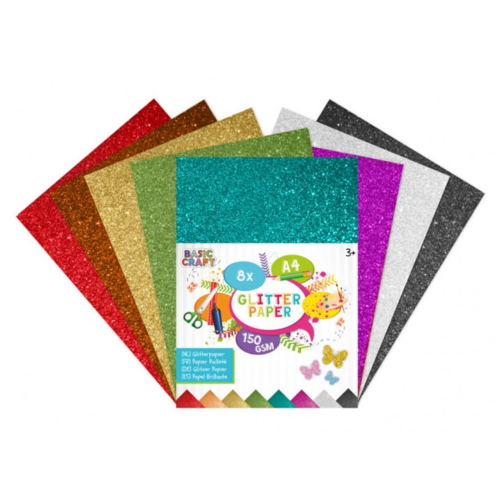 Buntes Glitzerpapier A4 - 8er-Set | ARTMIE