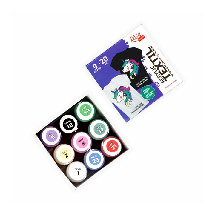 ROSA Pastell-Acryl-Farben für Textilien 9x20 ml – Detailansicht 2 | ARTMIE