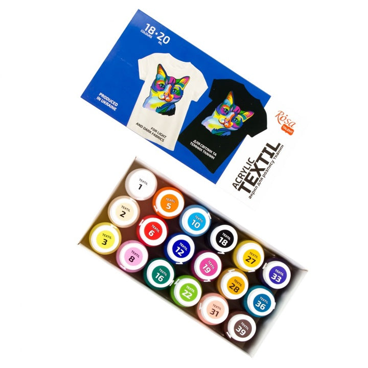 ROSA-Acrylfarben für Textilien 18x20 ml – Detailansicht 2 | ARTMIE