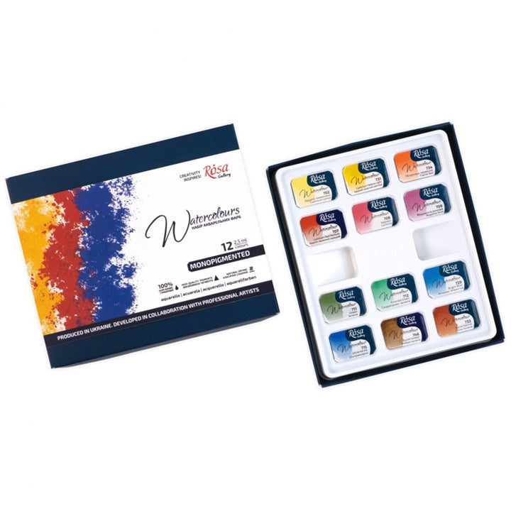ROSA Gallery Monopigmentierte Aquarellfarben 12x2,5 ml | ARTMIE