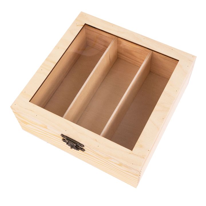 Holzkiste mit Schloss und 3 Fächern ROSA TALENT 20x20x8 cm – Detailansicht 2 | ARTMIE