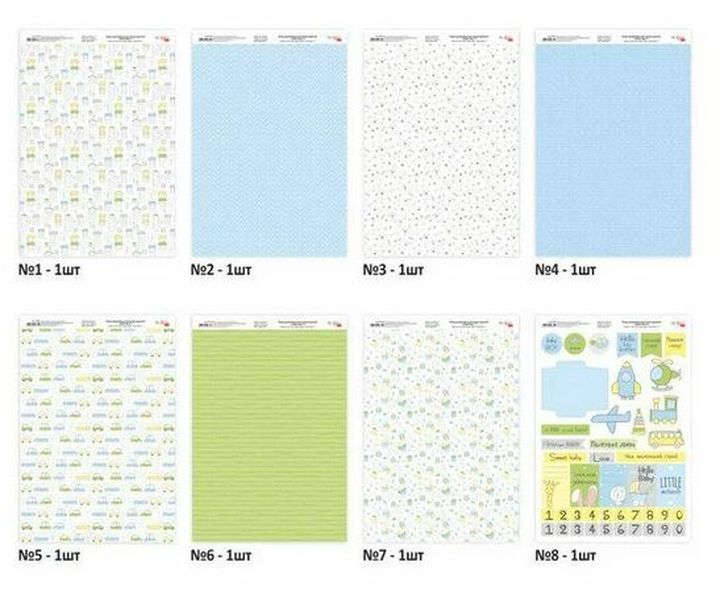 Süßer Junge Scrapbooking Papier Set 21 x 29,7 cm | 8 Blätter – Detailansicht 2 | ARTMIE