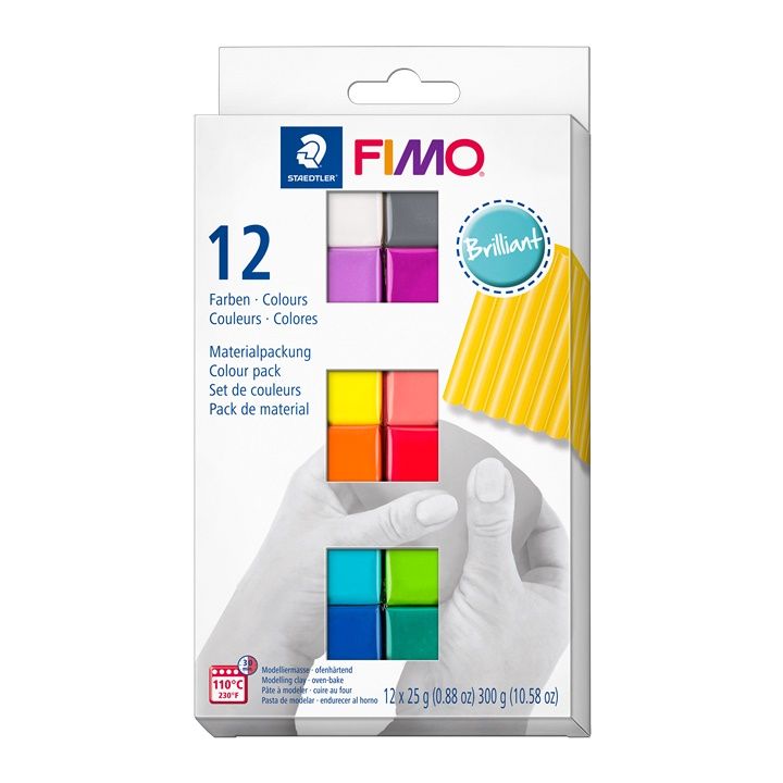 FIMO Soft Polymer Clay Set, leuchtende Farben 12x25g | ARTMIE