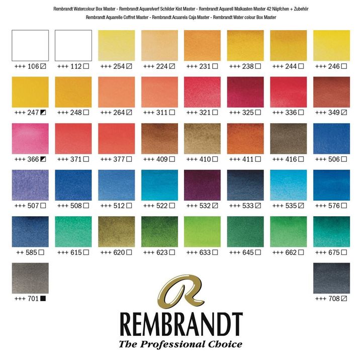 Luxuriöser Holz-Aquarellfarbenkoffer Rembrandt Master 42 Schwimmerpfannen und 14 Zubehörteile – Detailansicht 3 | ARTMIE