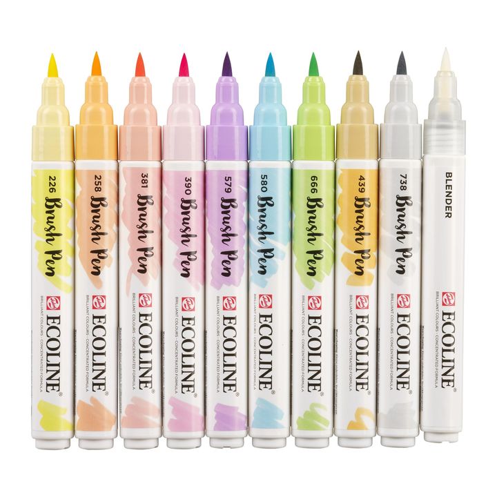 Aquarellstifte Ecoline Brush Pen Pastel | 10er Set – Detailansicht 3 | ARTMIE