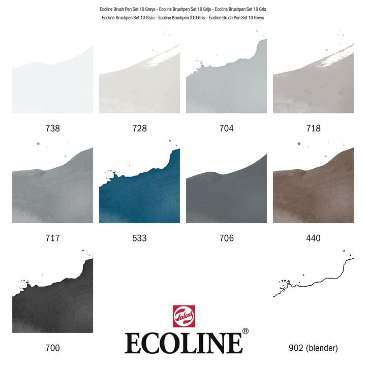 Aquarellstifte Ecoline Brush Pen Greys | 10er Set – Detailansicht 4 | ARTMIE