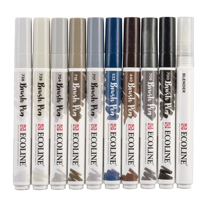 Aquarellstifte Ecoline Brush Pen Greys | 10er Set – Detailansicht 5 | ARTMIE