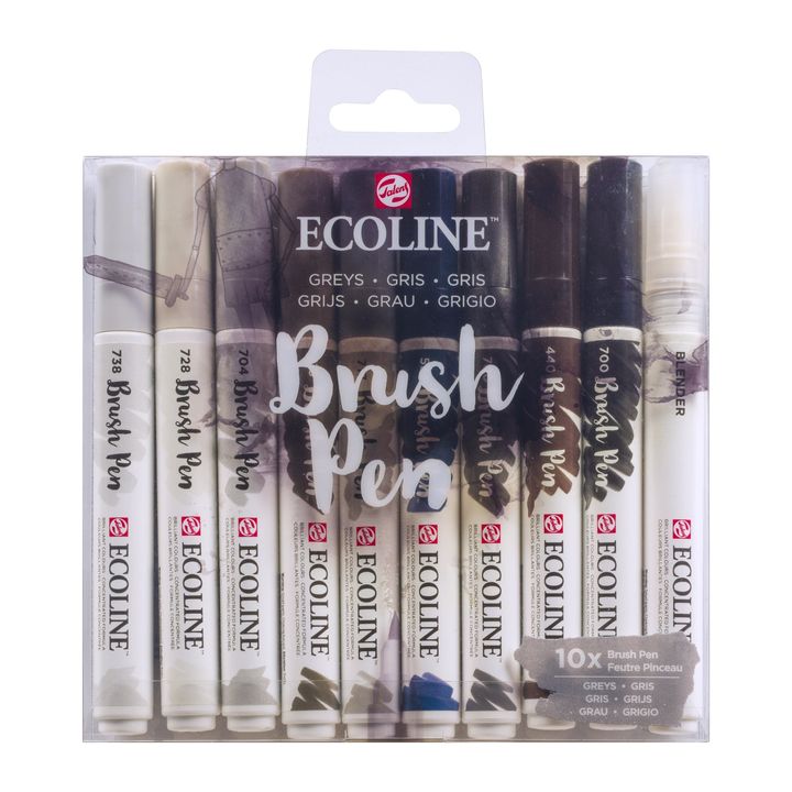 Aquarellstifte Ecoline Brush Pen Greys | 10er Set | ARTMIE
