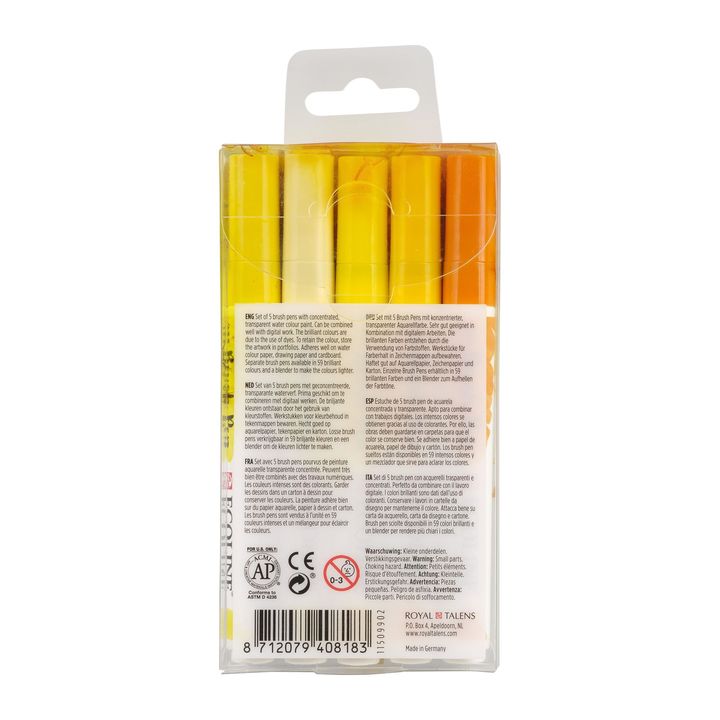 Aquarellstifte Ecoline Brush Pen Yellow | 5er Set – Detailansicht 2 | ARTMIE