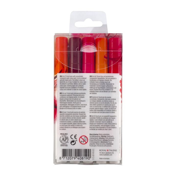 Aquarellstifte Ecoline Brush Pen Red | 5er Set – Detailansicht 2 | ARTMIE