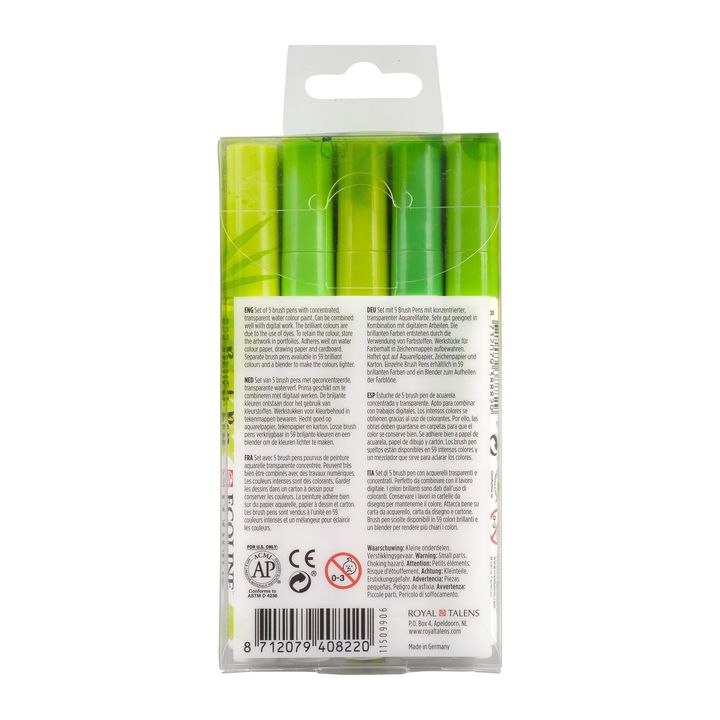 Aquarellstifte Ecoline Brush Pen Green | 5er Set – Detailansicht 2 | ARTMIE