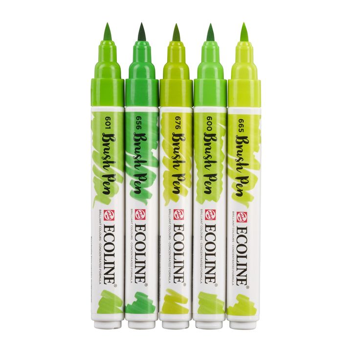 Aquarellstifte Ecoline Brush Pen Green | 5er Set – Detailansicht 3 | ARTMIE