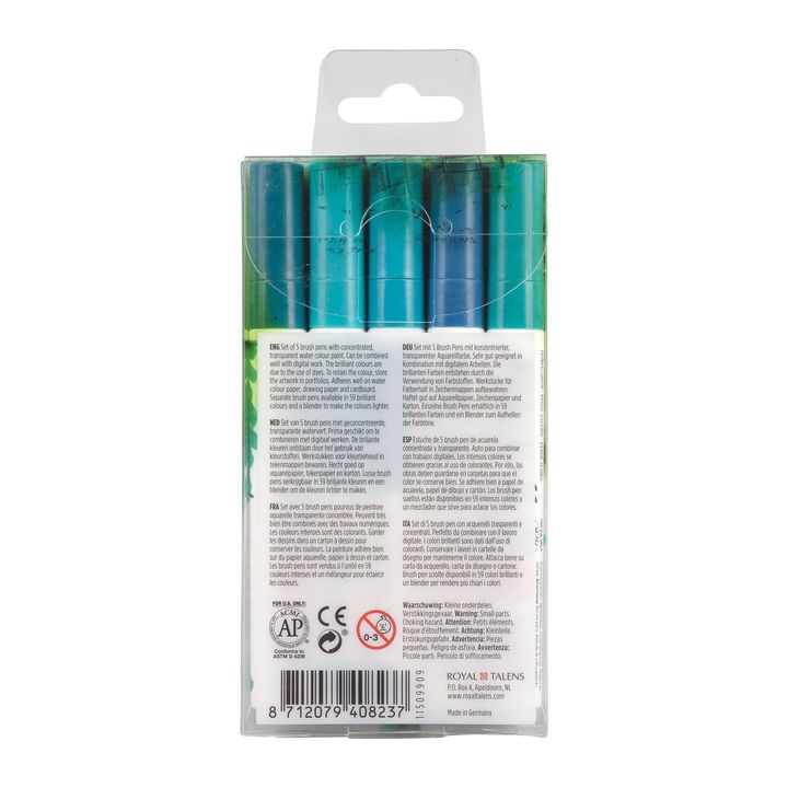 Aquarellstifte Ecoline Brush Pen Green Blue | 5er Set – Detailansicht 2 | ARTMIE