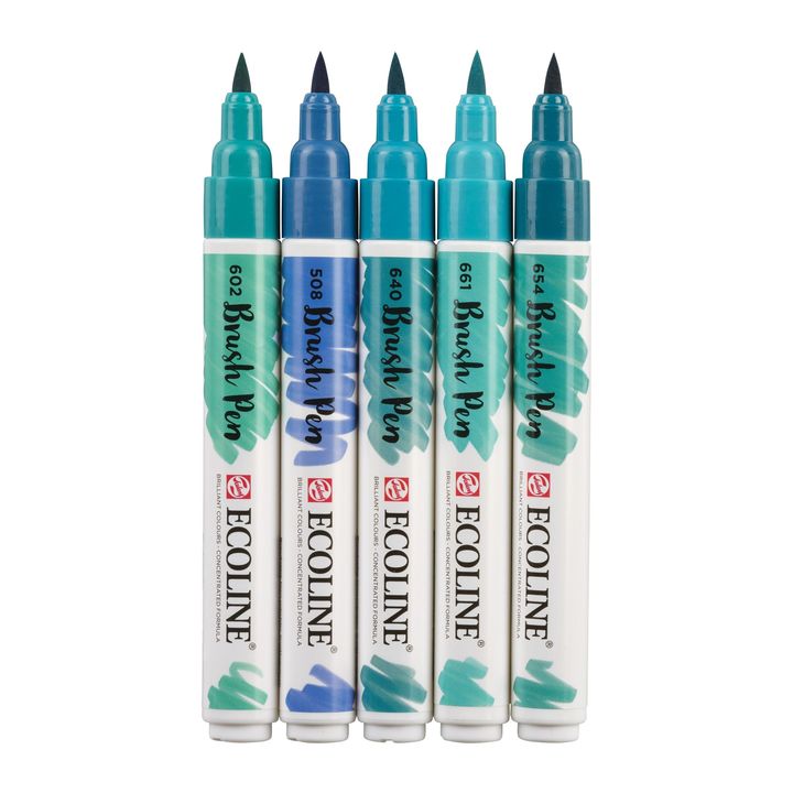 Aquarellstifte Ecoline Brush Pen Green Blue | 5er Set – Detailansicht 3 | ARTMIE