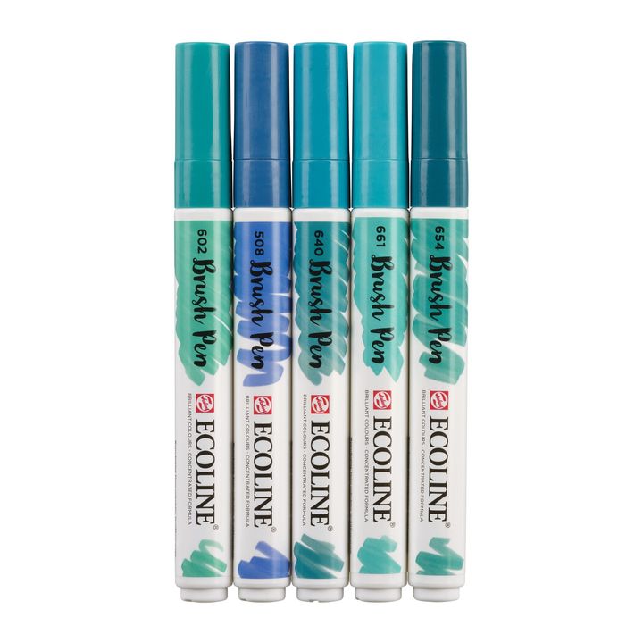 Aquarellstifte Ecoline Brush Pen Green Blue | 5er Set – Detailansicht 5 | ARTMIE