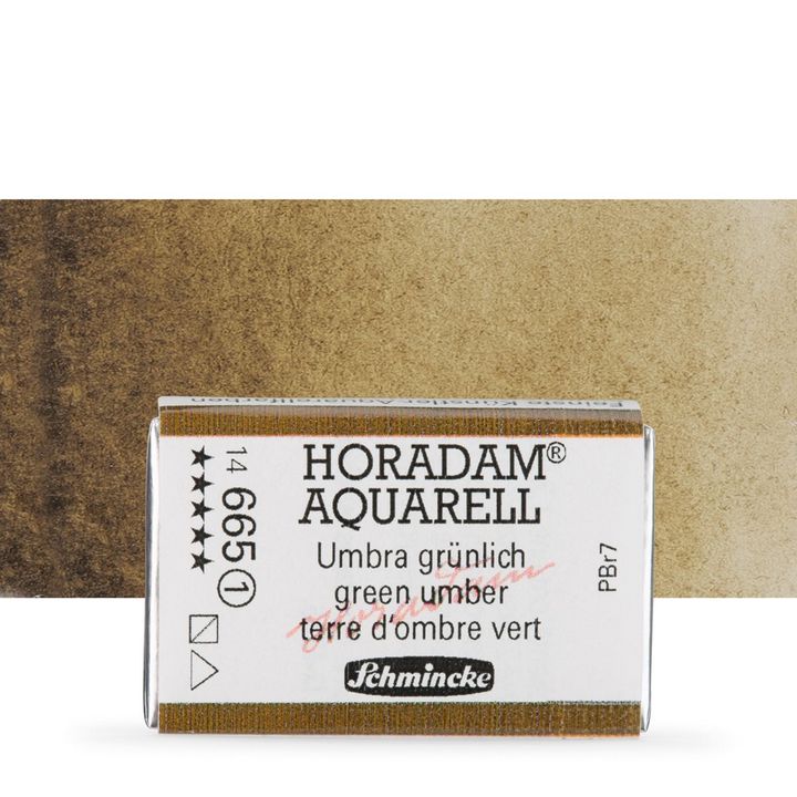 Schmincke Horadam Aquarellfarben im ganzen Näpfchen – 665 Grün umbra