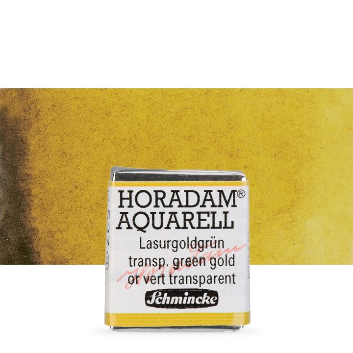 Schmincke Horadam Aquarellfarben im halben Näpfchen – 537 Transparent Grüngold