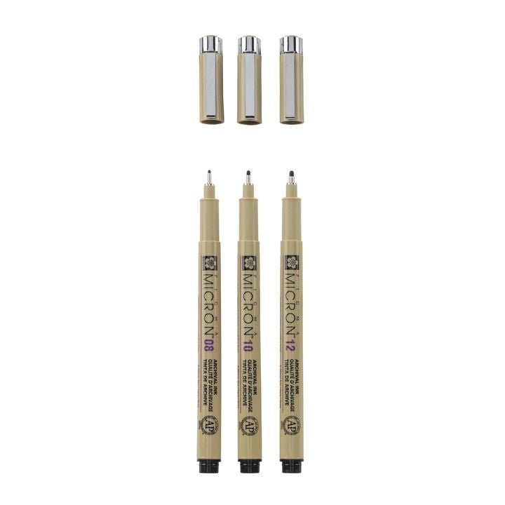 Satz technischer Stifte SAKURA PIGMA MICRON Satz BROAD 3 Stück – Detailansicht 2 | ARTMIE