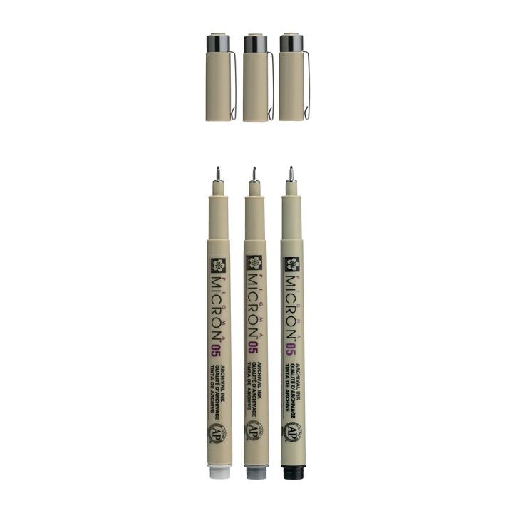Satz technischer Stifte Sakura Pigma Micron 3 fineliners – Detailansicht 2 | ARTMIE