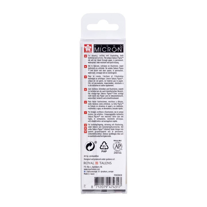 Satz technischer Stifte Sakura Pigma Micron 3 fineliners – Detailansicht 3 | ARTMIE