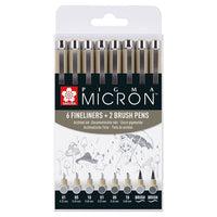 Satz technischer Stifte Sakura Pigma Micron Grautöne 8 Stück | ARTMIE
