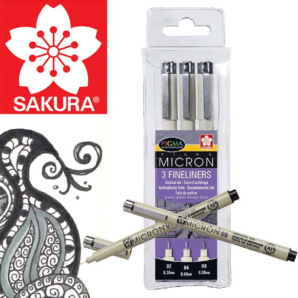 Satz technischer Stifte SAKURA Pigma Micron / 3 Stück | ARTMIE