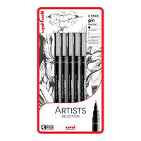 Satz UNI PIN Marker fineliner Artist Selection 5 Stück | ARTMIE