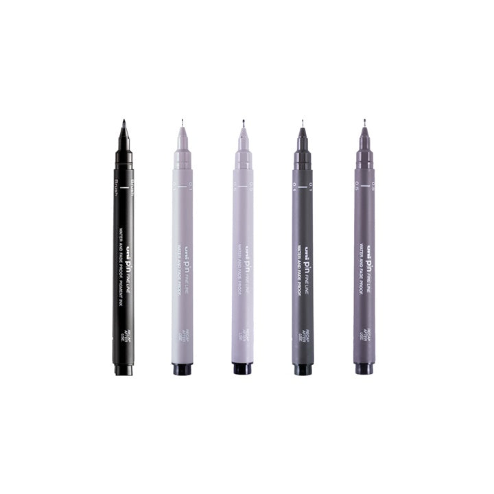 Satz UNI PIN Marker fineliner Elegant Tones 5 Stück – Detailansicht 2 | ARTMIE