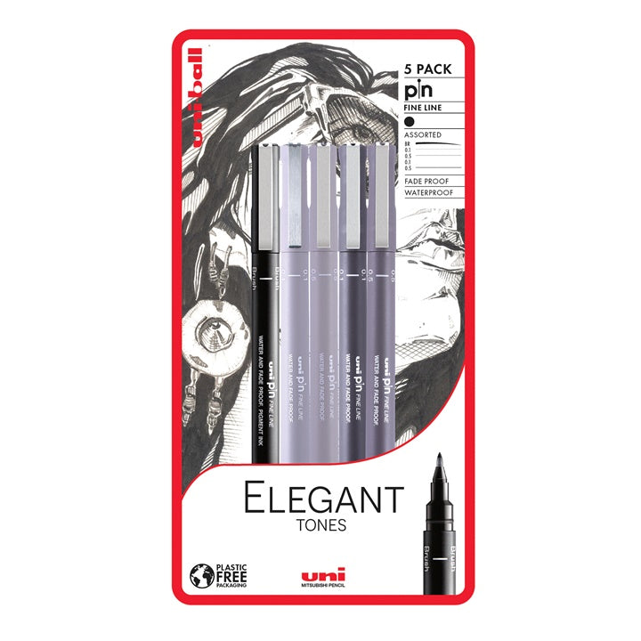 Satz UNI PIN Marker fineliner Elegant Tones 5 Stück | ARTMIE