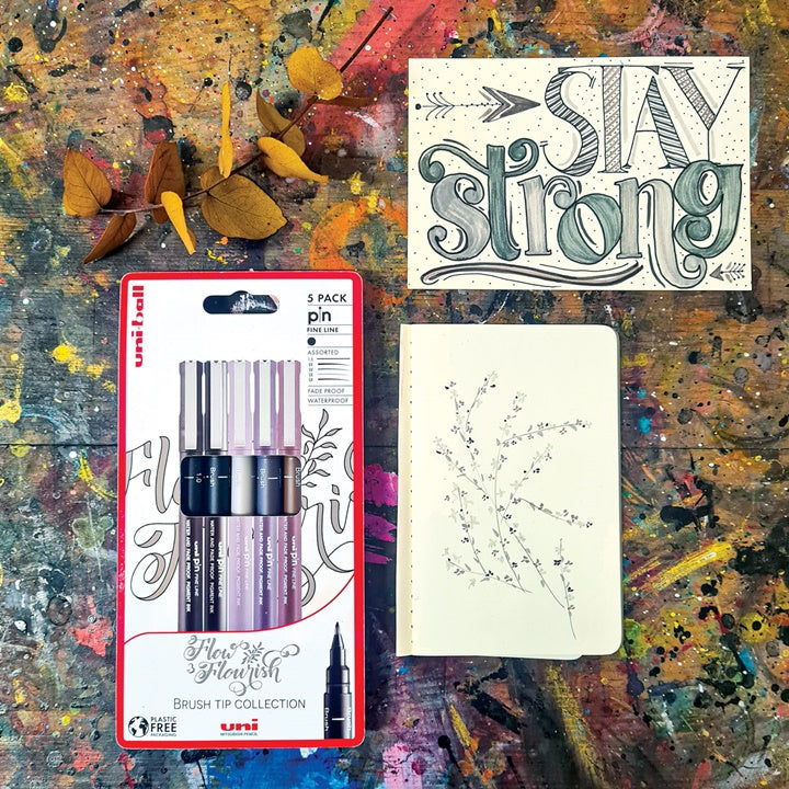 Satz UNI PIN Marker fineliner Flow and Flourish 5 Stück – Detailansicht 4 | ARTMIE