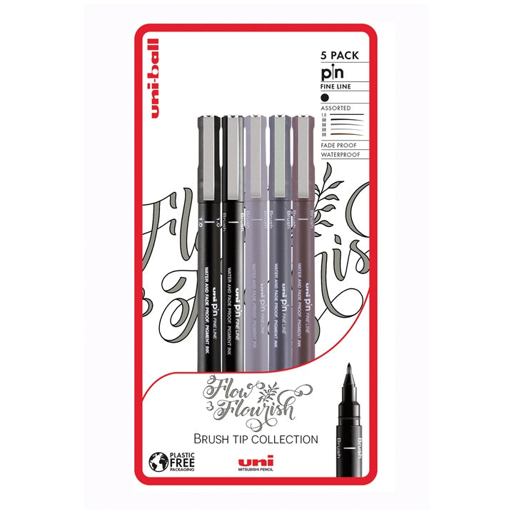 Satz UNI PIN Marker fineliner Flow and Flourish 5 Stück | ARTMIE