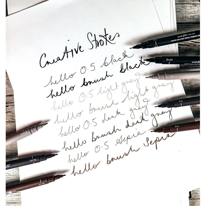 Set UNI PIN fineliner marker Creative Strokes 8 Stück – Detailansicht 3 | ARTMIE