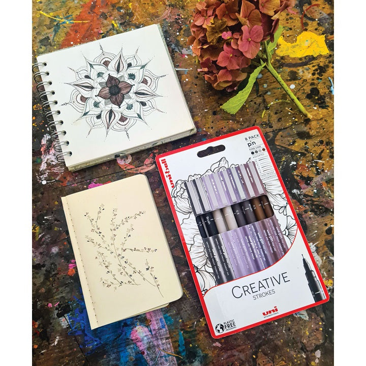 Set UNI PIN fineliner marker Creative Strokes 8 Stück – Detailansicht 4 | ARTMIE