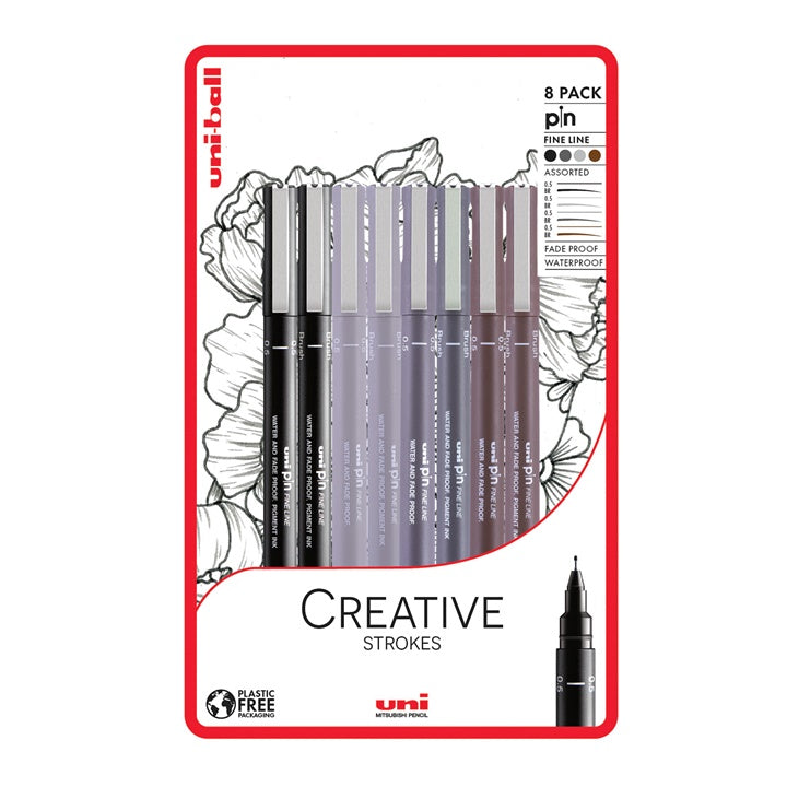 Set UNI PIN fineliner marker Creative Strokes 8 Stück | ARTMIE