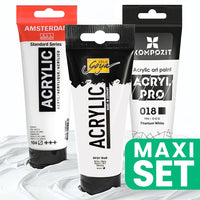 Vorteilhaftes Set von 3 weißen Acrylfarben | ARTMIE