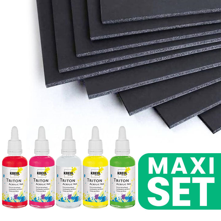 Triton Ink Set und schwarze Schaumstoffplatte 50x70 cm | ARTMIE